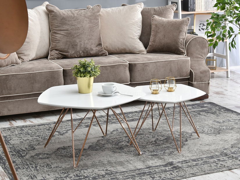 Konferenčný stolík Petal Zest Xl2 (biela + medená)