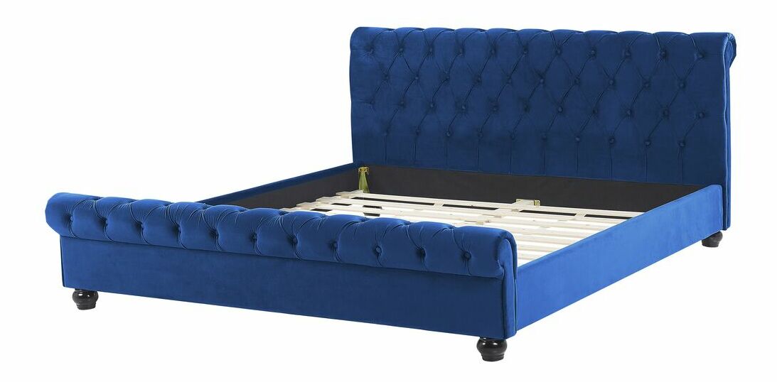 Manželská vodná posteľ 160 cm Alexandrine (modrá) (s roštom a matracom)