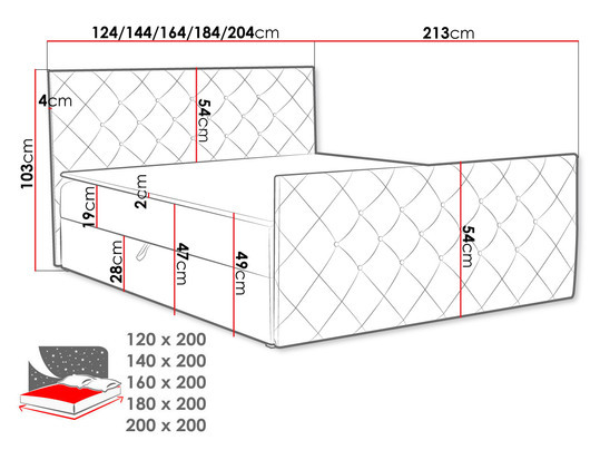 Manželská posteľ 200 cm Mirjan Dory (modrá ) (s roštom, matracom a úl. priestorom)