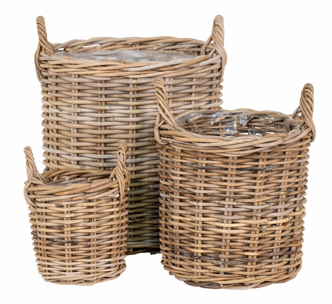 Set 3 ks prútených kvetináčov Seamiraora (prírodná)