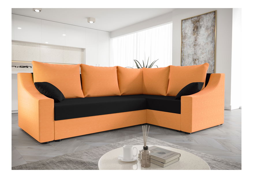 Kutna garnitura Opal Plus (narančasta + crna) (D)