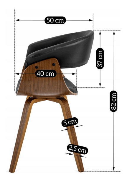 Scaun sufragerie Ofrecer 1 (piele ecologică negru) 