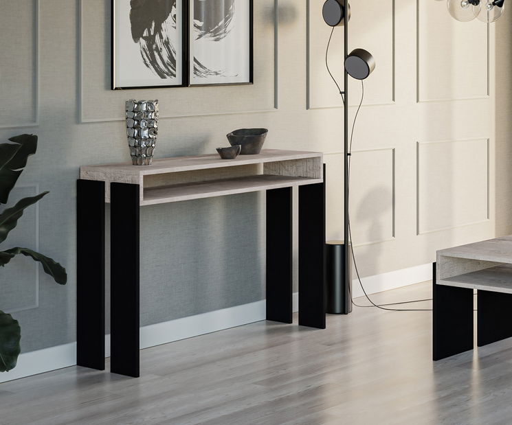 Măsuță consolă Ramea (Stejar platinum grange + Negru)