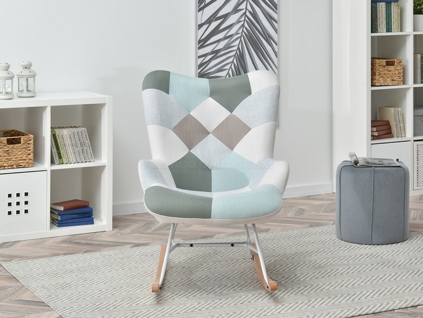 Fotel Sibyla (patchwork + fehér + bükk)