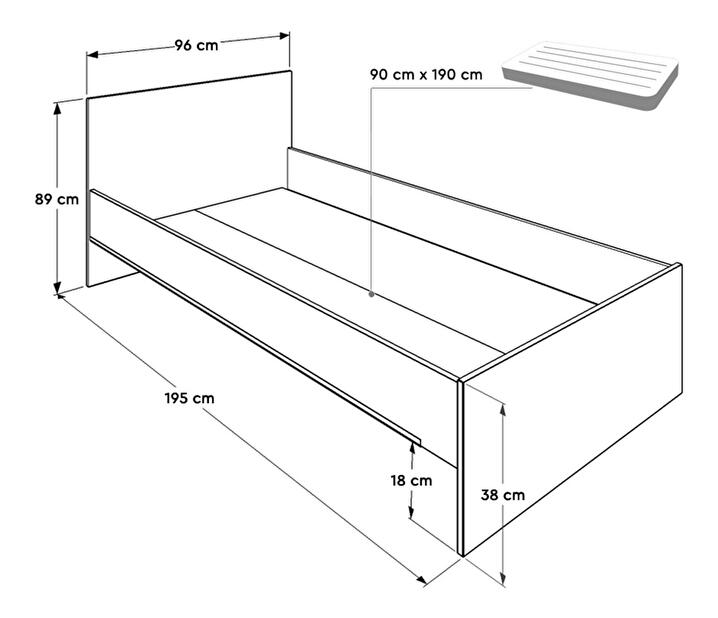 Egyszemélyes ágy 90 cm Vobima 1 (szonoma tölgy) (ágyráccsal)