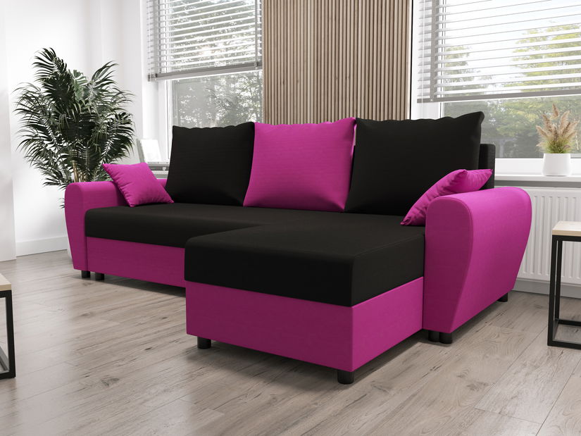 Kutna garnitura Fleur L (ljubičasta + crna) (D)