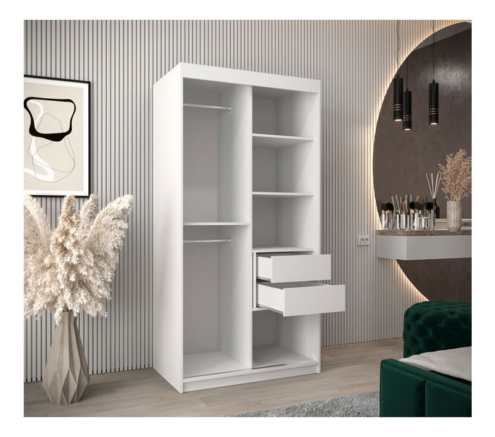 Ormar za garderobu 100 cm Toki (bijela mat + bijela mat)