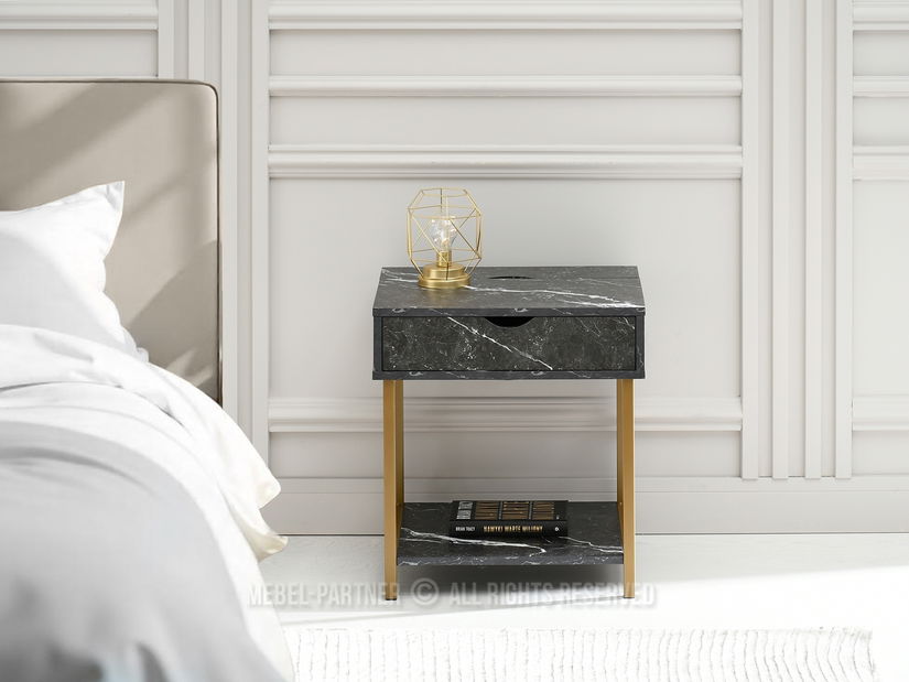 Éjjeliszekrény Emmo (fekete márvány + arany)