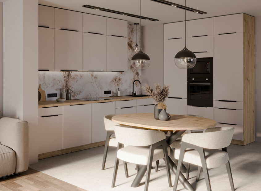 Dulap inferior de bucătărie sub chiuvetă Sayla 80 ZL 1S BB (cashmir + Stejar artisan)