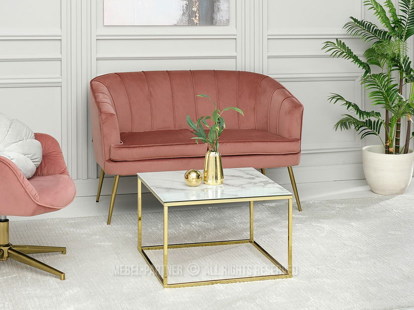 Konferenčný stolík Bella M (biely mramor + zlatá)