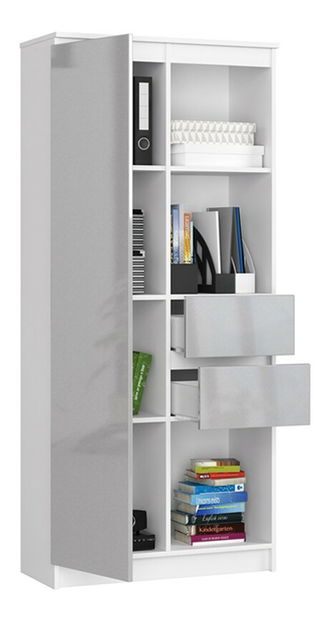 Regál Rizwan (biela + metalický lesk)