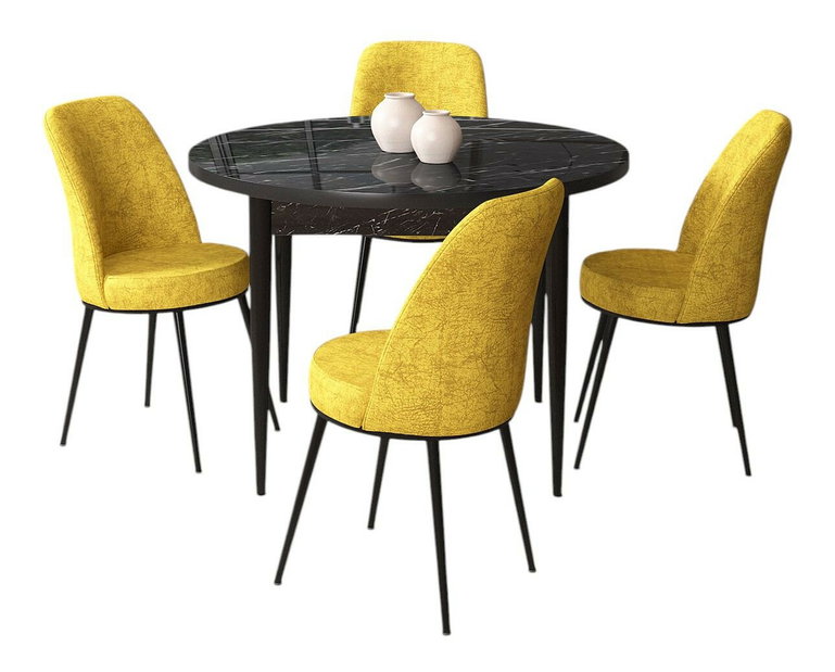 Set dining Torra (marmură neagră + muștar) (pentru 4 persoane)