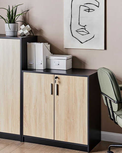 Dulap Zirkone (Negru + lemn deschis) 