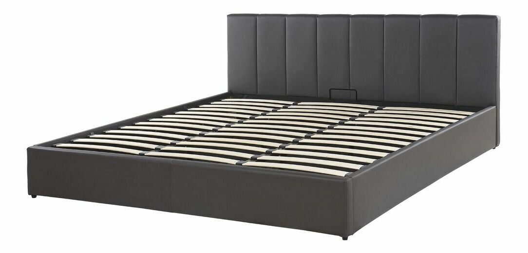 Manželská posteľ 180 cm DARGAN (sivá) (umelá koža) (s roštom a úl. priestorom)