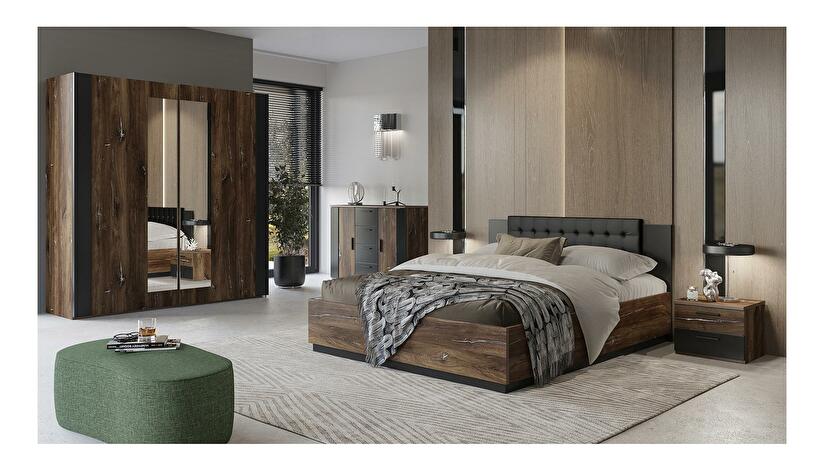 Dormitor Signat 3 (negru + stejar flagstaff + argintiu)