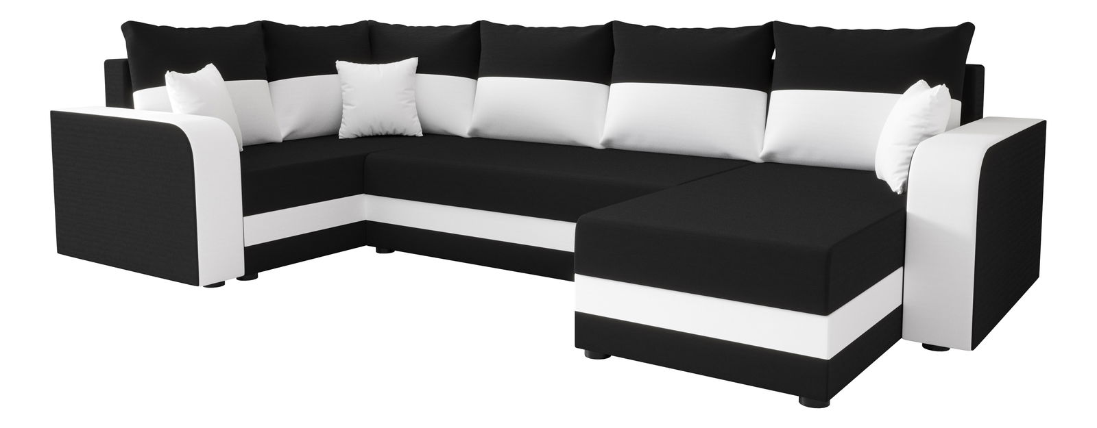 Kutna garnitura u obliku slova U Harmony Long (crna + bijela) (L)