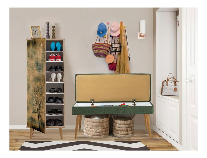 Predsoblje Feliz 501 (hrast sonoma + zelena)