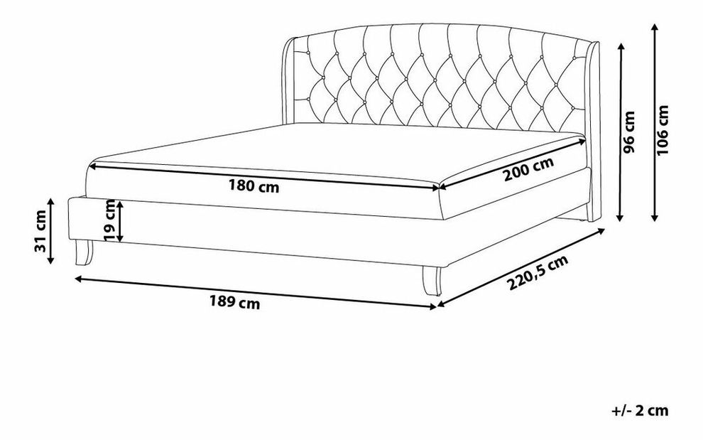 Manželská posteľ 180 cm BORD (s roštom) (sivá)
