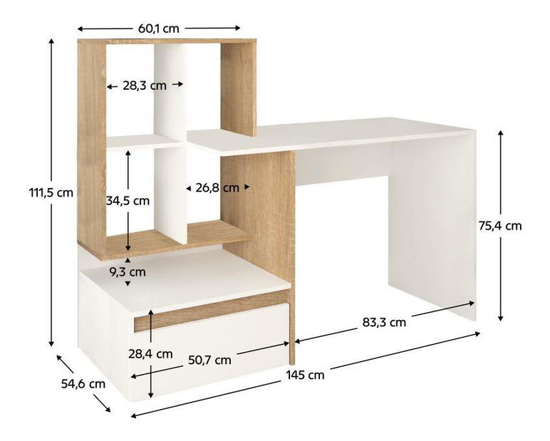 PC stolík Eugenika (biela + dub sonoma)