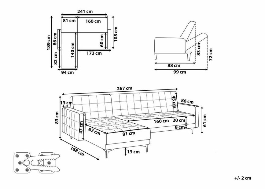 Colțar Aberlady 4 (albastru marin) (S) 