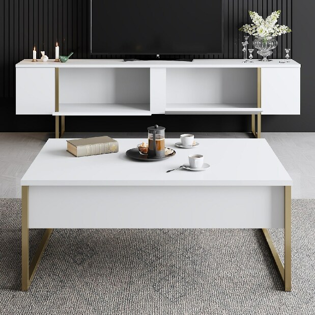 Mobilier living Luna (Alb + Auriu)