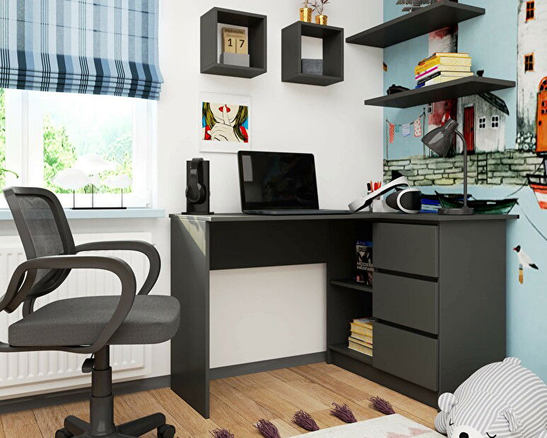 Sarok PC asztal Balkon (grafit) (P)