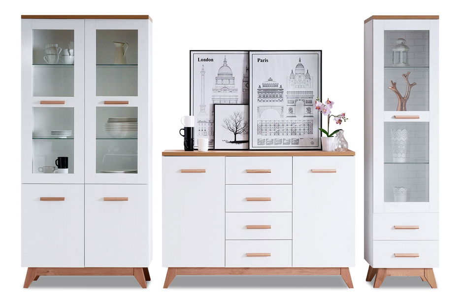 Namještaj za blagovaonicu Bajas 02 (bijela + hrast)