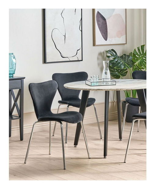 Set 2 buc scaune sufragerie Baylor (Negru + argintiu)