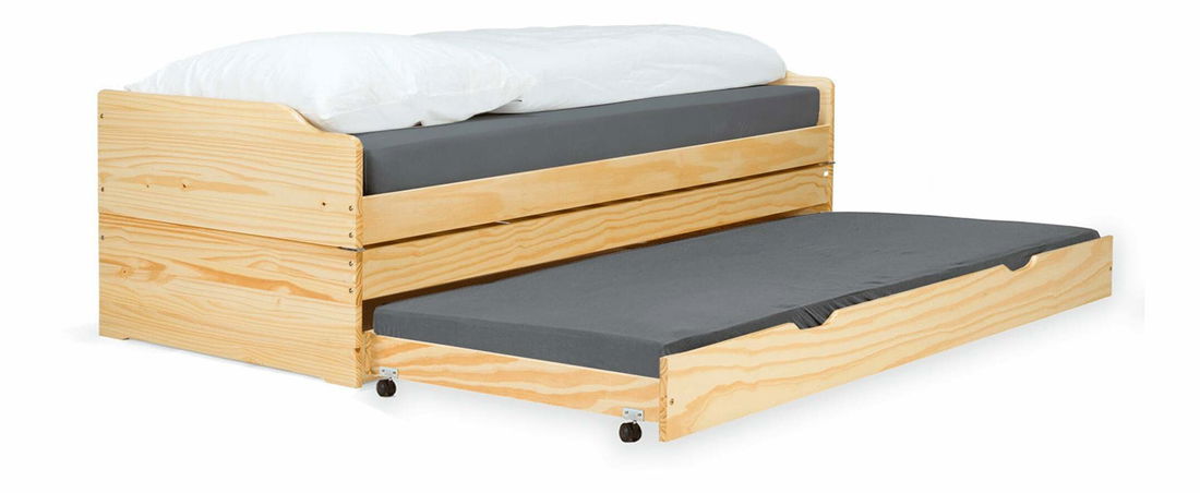 Posteľ s výsuvnými prístelkami Flapi (borovica) 