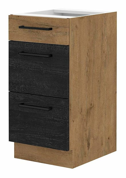 Dulap inferior de bucătărie Virion 40 D 3S BB QUADRO (Stejar lancelot + lemn închis)