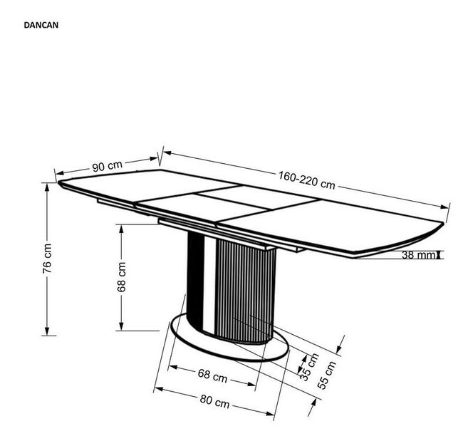 Széthúzható étkezőasztal 180-240 cm Calista (fekete + arany tölgy) (6-8 fő részére)