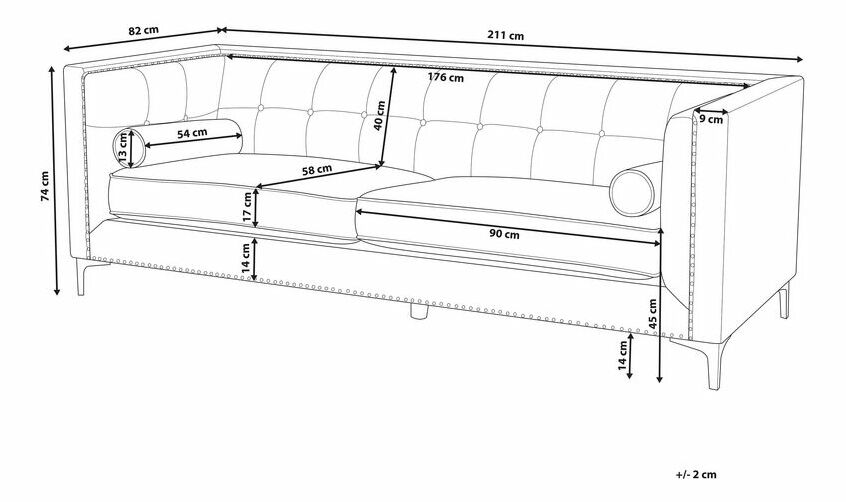 Pohovka trojsedačka Avaldo (modrá)