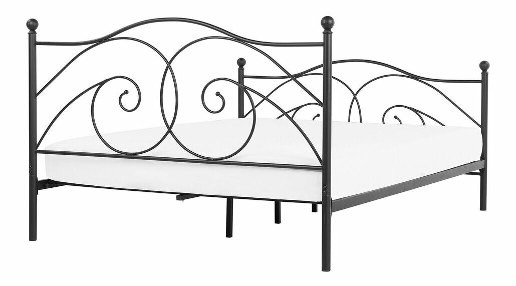 Pat matrimonial 140 cm DIROU (cu somieră) (negru)