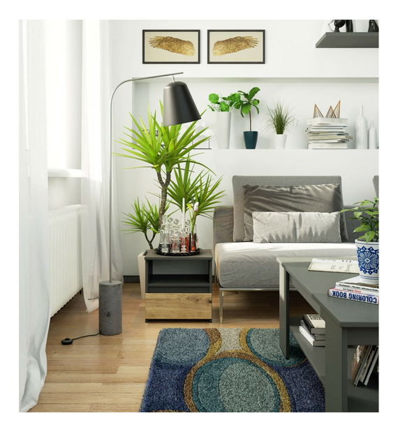 Éjjeliszekrény Cincuenta (grafit + artisan tölgy)