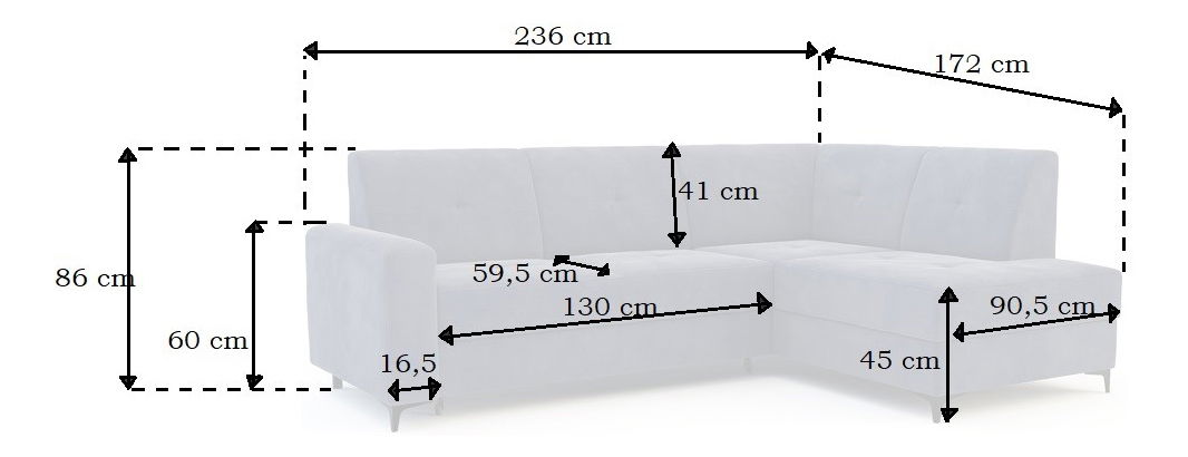 Rohová sedačka Scandal (tmavosivá) (L)