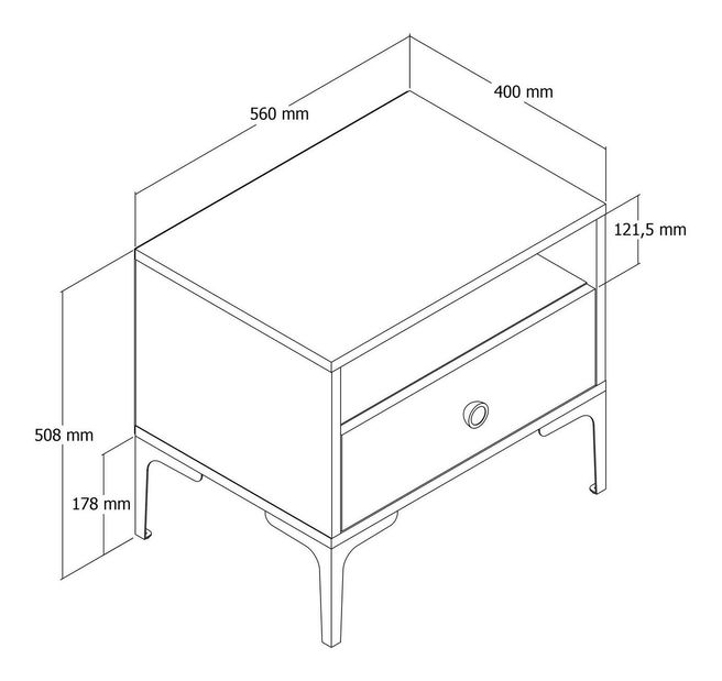 Noptieră Logan (nuc + alb)