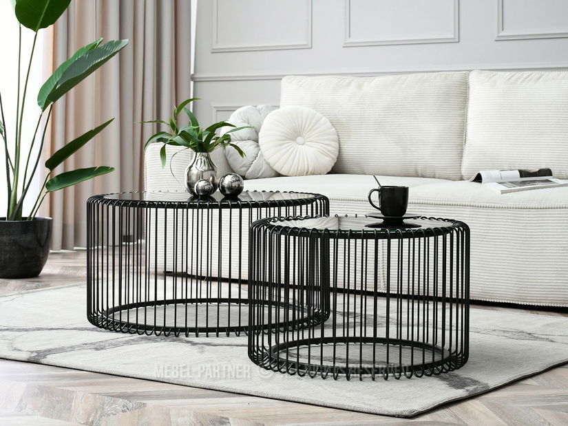 Konferenčný stolík Nils Xl (čierny mramor + čierna)