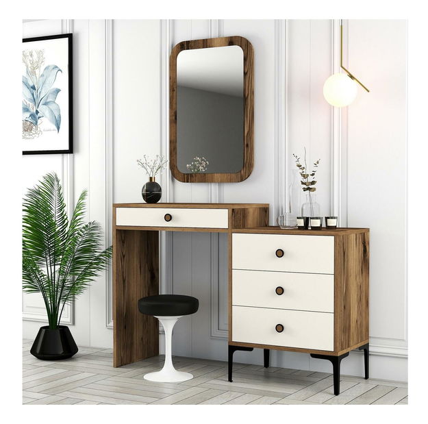 Fésülködőasztal Logan 2 (dió + krém) (tükörrel)