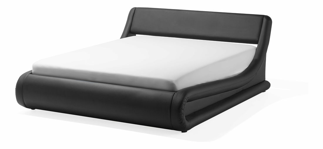 Pat matrimonial 160 cm AVENUE (cu spațiu de depozitare) (cu somieră) (negru)