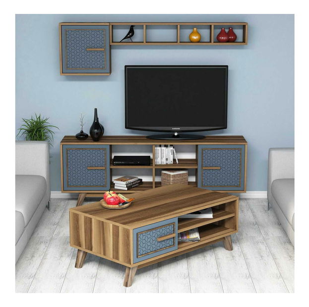 Set mobilier living Aysha (nuc + albastru)