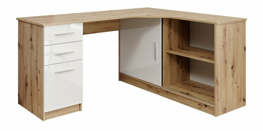 Pc stolík Roberto (pravé prevedenie) (dub artisan + lesk biely)