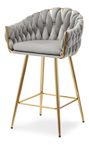 Barová stolička Proenia (sivá + zlatá)