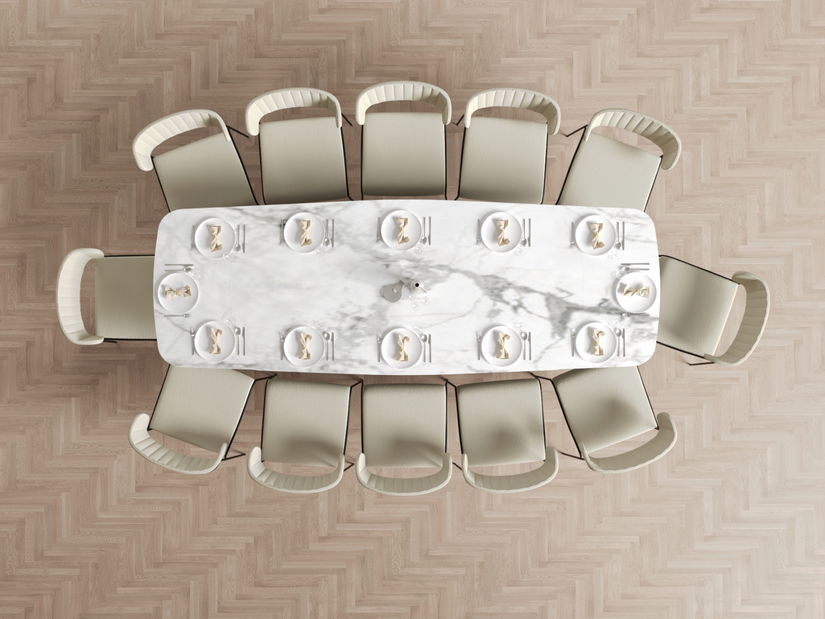 Blagovaonski stol Denzel (bijeli mramor + crna)