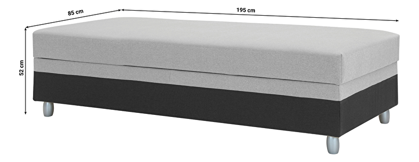 Pat de o persoană 85 cm Sodak (Negru + Gri) (cu sp. depozitare)