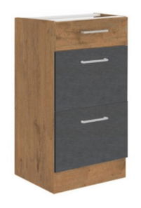 Dolná kuchynská skrinka 40 D 3S BB Velaga (sivá matná + dub lancelot)