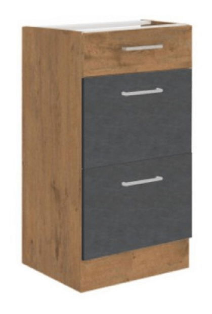 Donji kuhinjski ormarić 40 D 3S BB Velaga (siva mat + hrast lancelot)