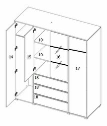 Ruhásszekrény Verania V1 (fehér)