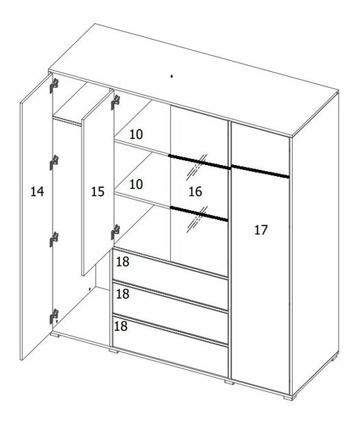 Ormar za garderobu Verania V1 (crna + orah)