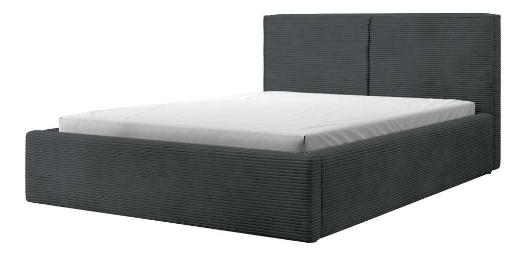 Bračni krevet 180 cm Fatime (s podnicom) (s prostorom za odlaganje) (tamnosiva + crna)