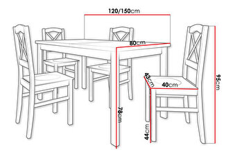 Jedálenský stôl so 4 stoličkami AL22 (čierna + dub artisan) *výpredaj